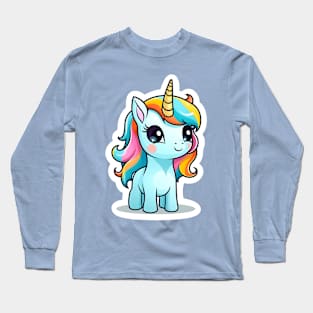 cute Kawaii Unicorn sticker Long Sleeve T-Shirt